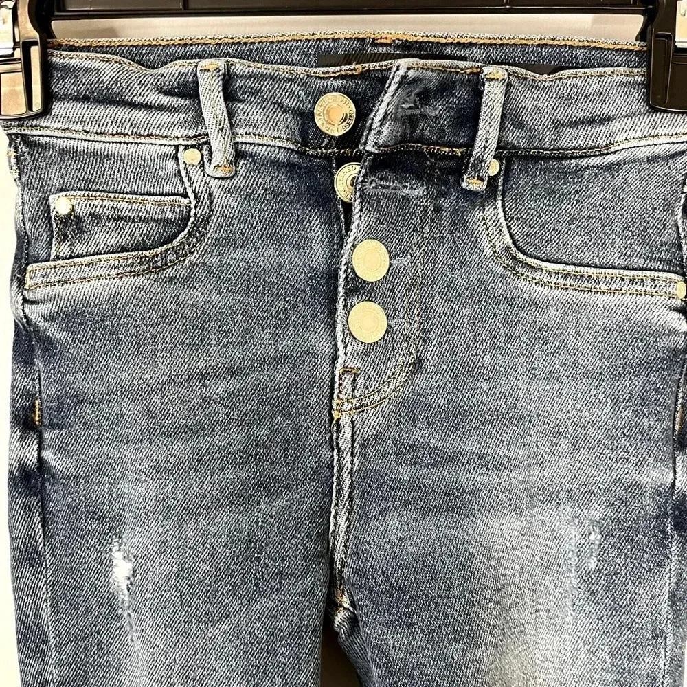 Guess big girls button up front skinny jeans hi waist stretch denim size 7 NWOT